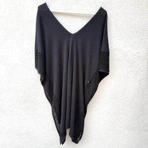 NWT Escada Silk Cashmere Poncho Wrap Black Buttons Woven Sides Very Soft